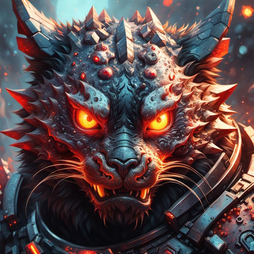 Robotic Cyborg Portrait in Volcanic Landscape