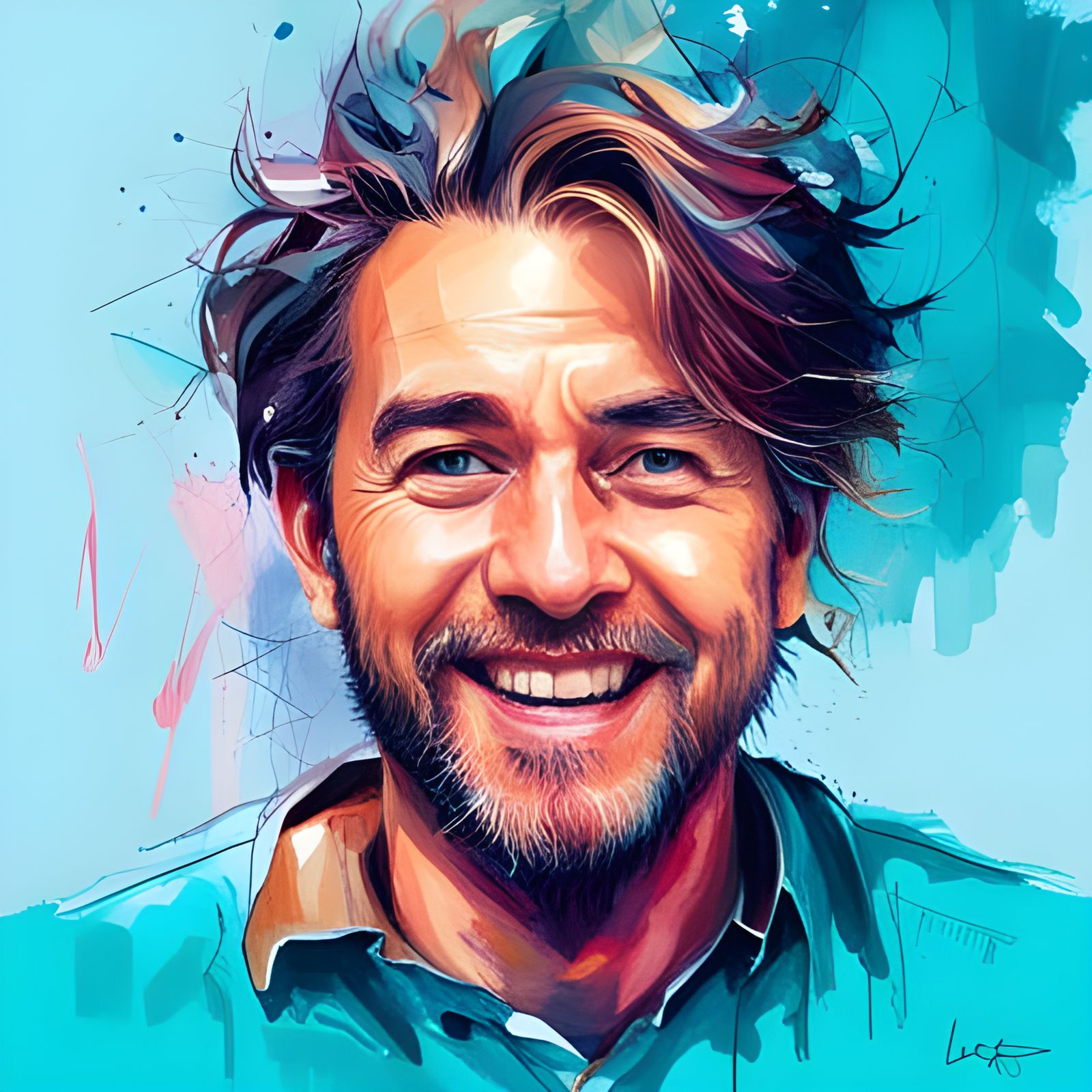 Happy Smiling Calculator Portrait in Hyperrealistic Style