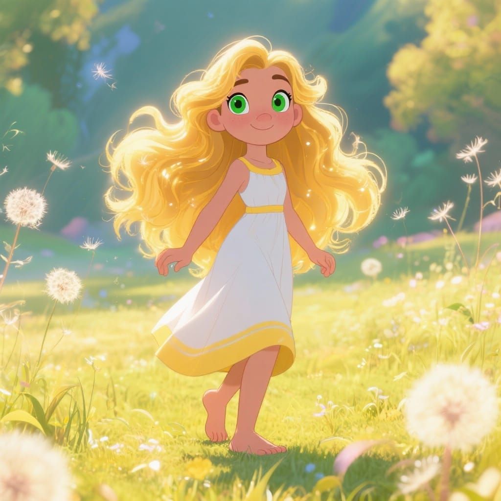 Young Greek Goddess in Disney 2D Cartoon Style