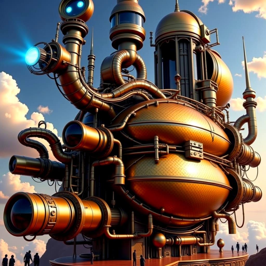 Steampunk Portal in Surreal Cosmic Landscape
