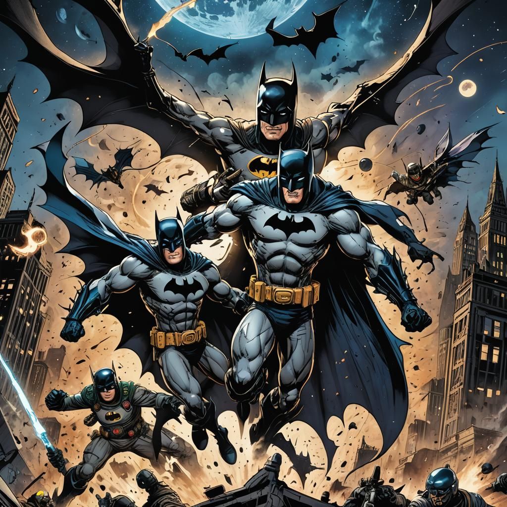 Batman vs Astronaut in Gotham: Comic Book Art