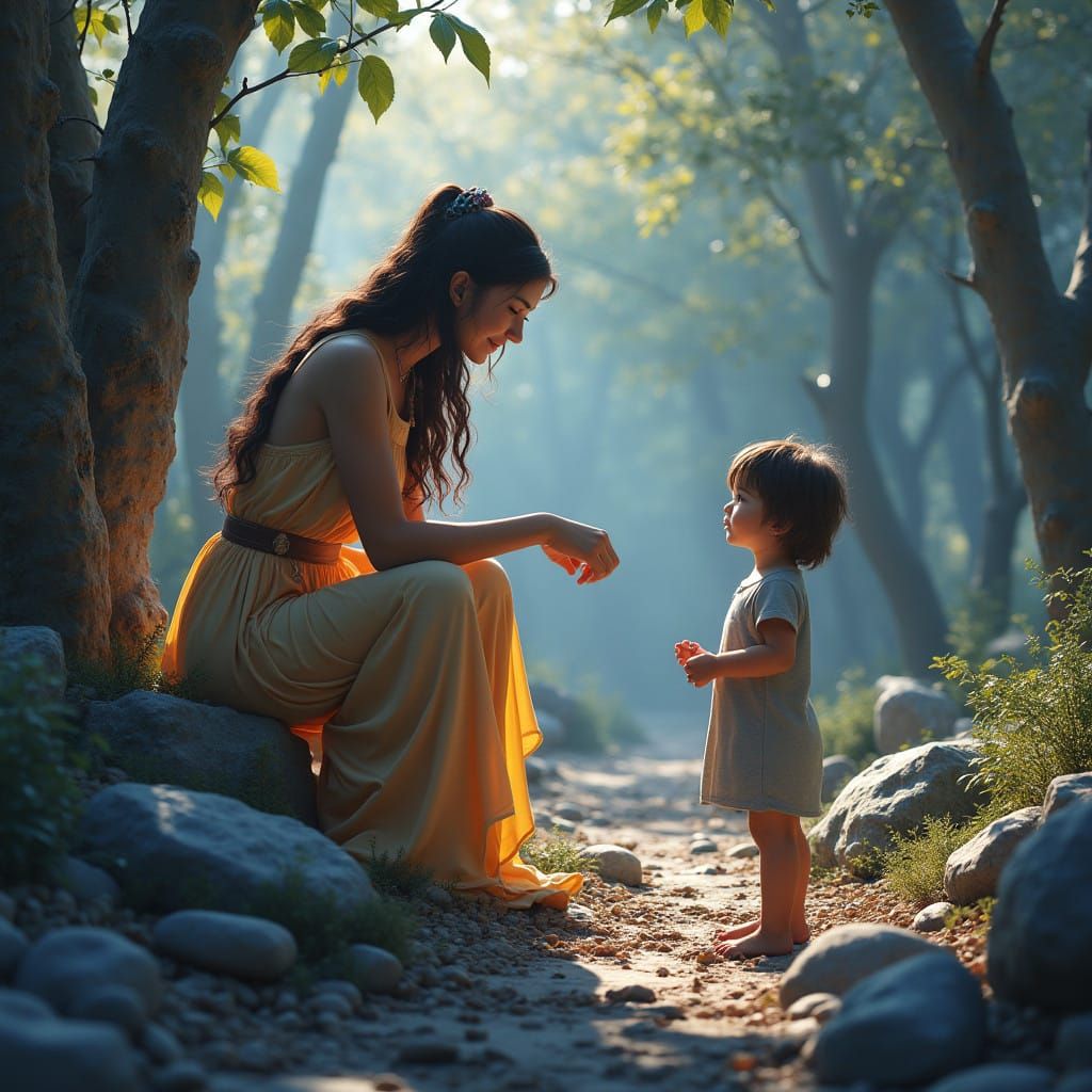 Goddess in Whimsical Jewish Cemetery Scene
