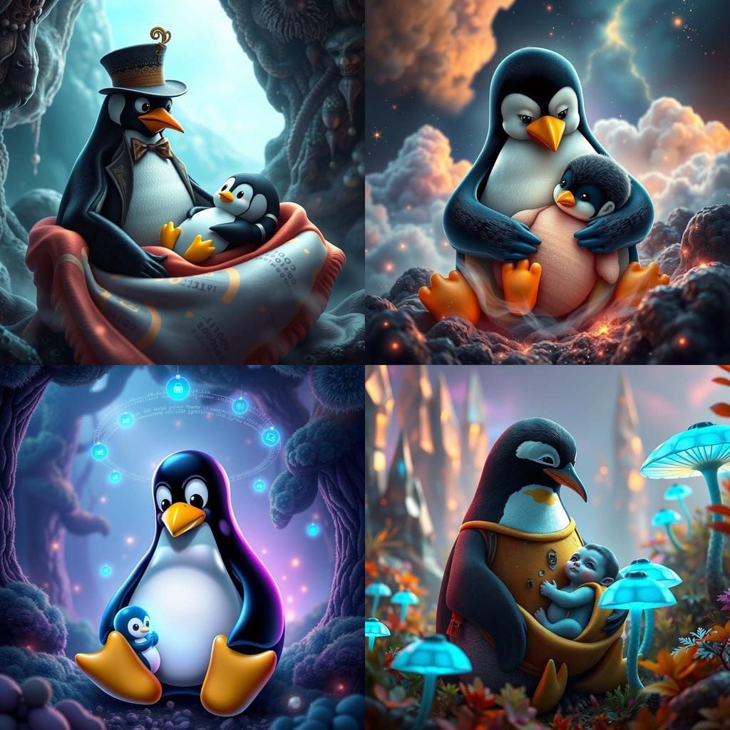 Tux the Linux Penguin as a Devoted Parent