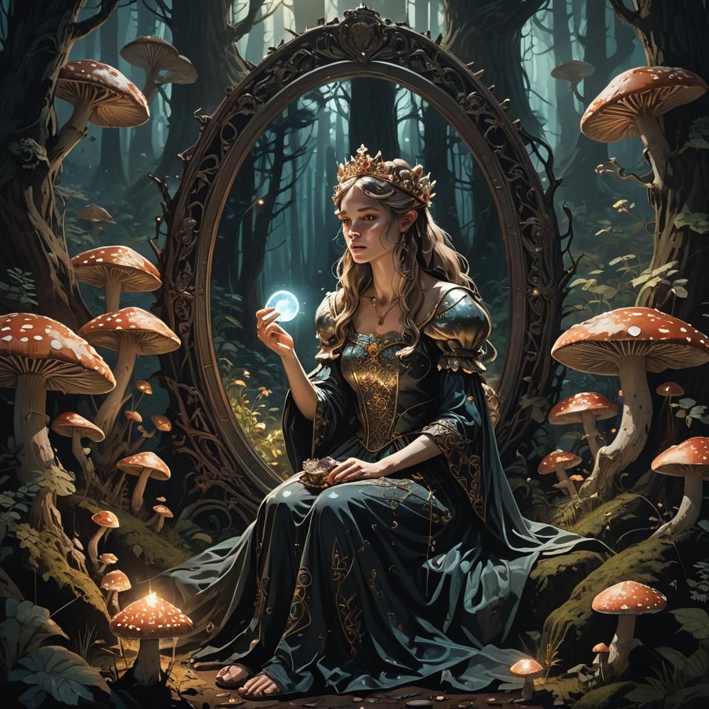 Cursed Bigfoot Princess in Dark Fantasy Style