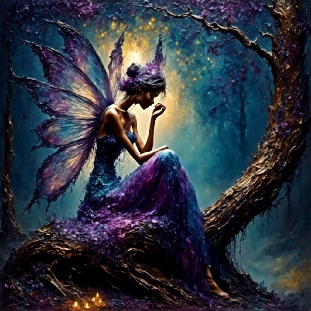 Mystical Fairy in Dark Forest Glade