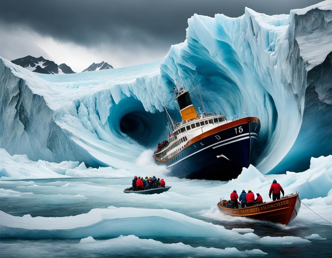 Glacier Collapse Mixed-Media Artwork