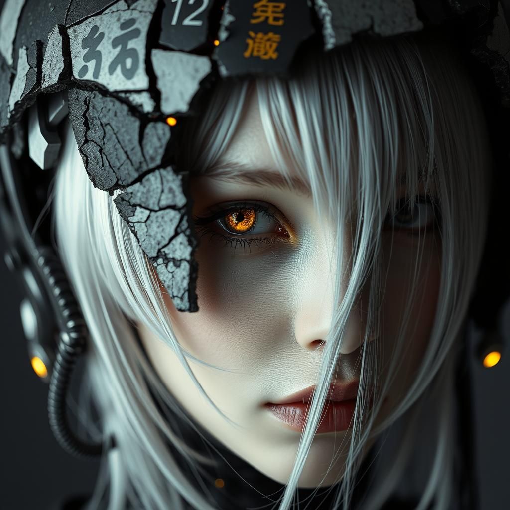 Cybernetic Woman Portrait in Dystopian Cyberpunk Style