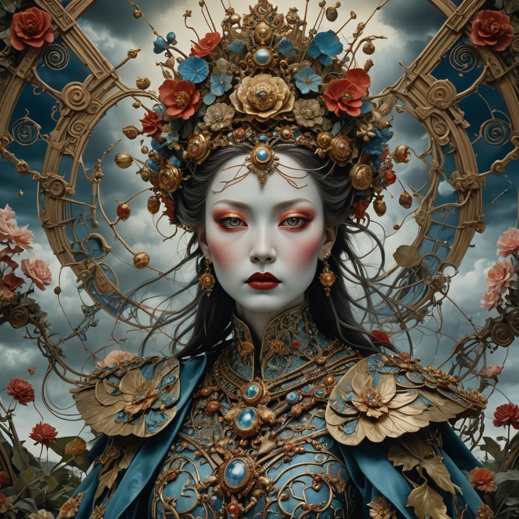 Empress in Iron Garden: Photorealistic Fantasy Portrait