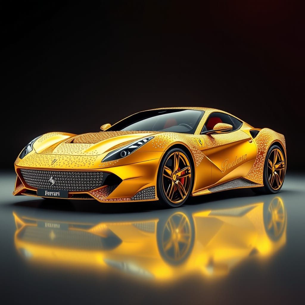 Luxury Ferrari Roma in Pure Gold with Diamond Accents
