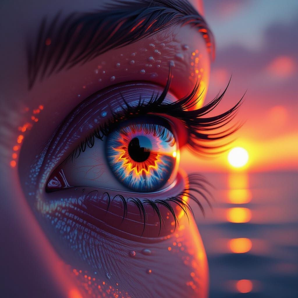 Sunset Eye Iris with Intricate Fantasy Details