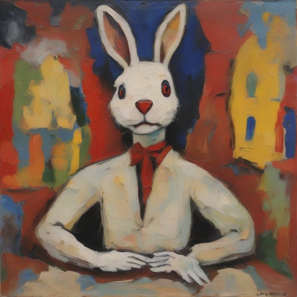 Ethereal Rabbit in Abstract Surrealism Style