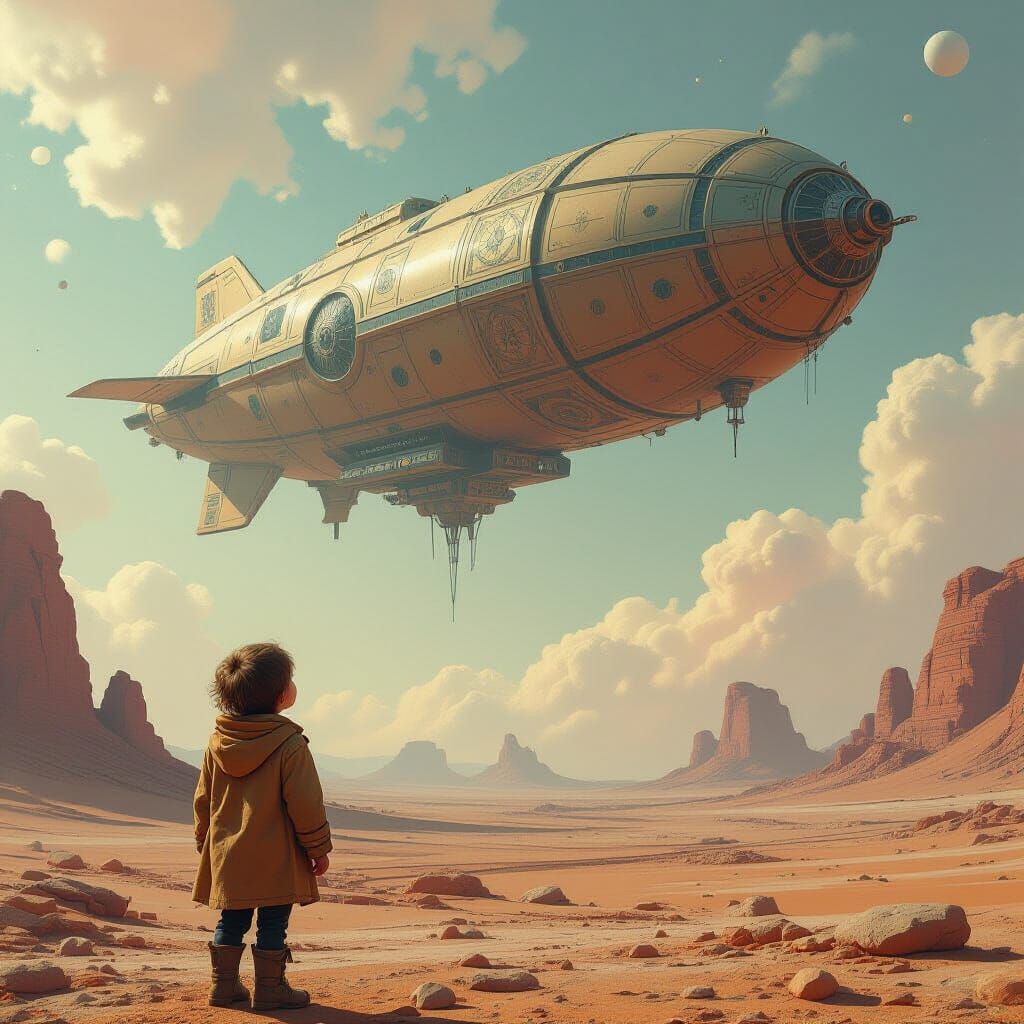 Biomechanical Airship in Pastel Nebula