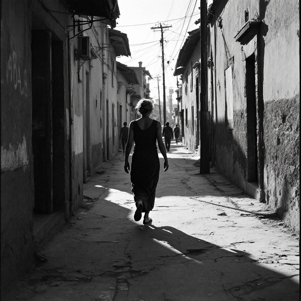 High Contrast Street Scene in Documentary Style