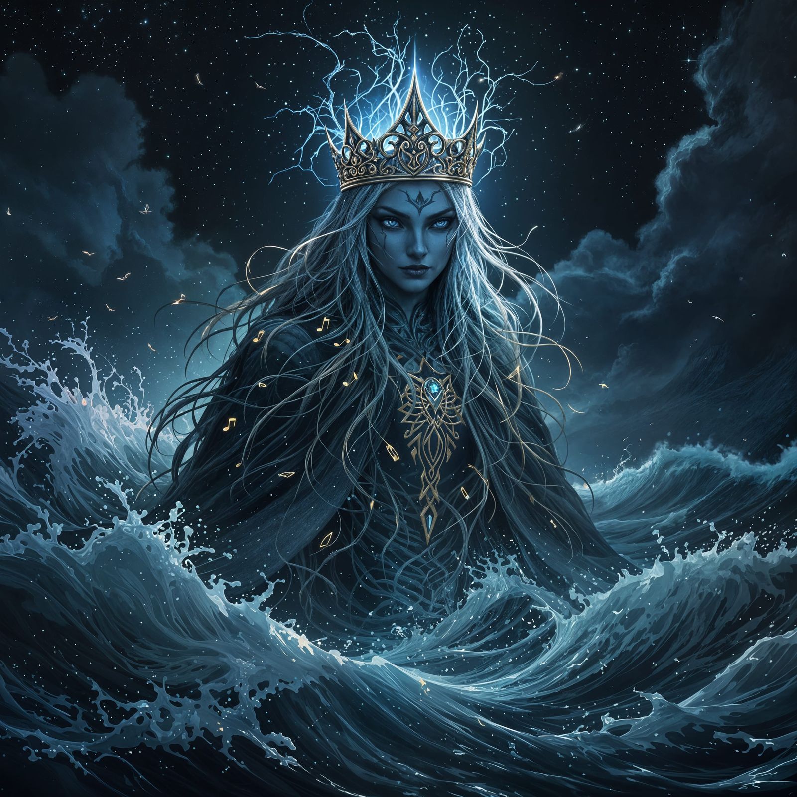 Stormy Seas: Mystical Queen with Celtic Crown