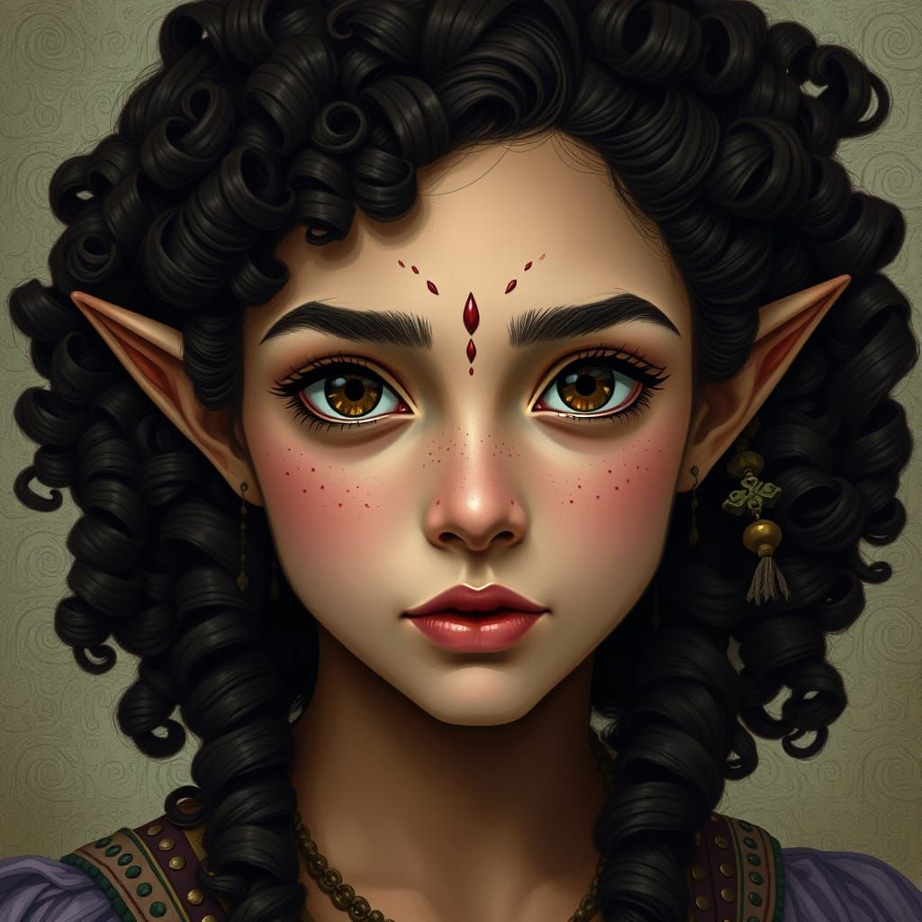 Ethereal Portrait of a Young Woman in Art Nouveau Style