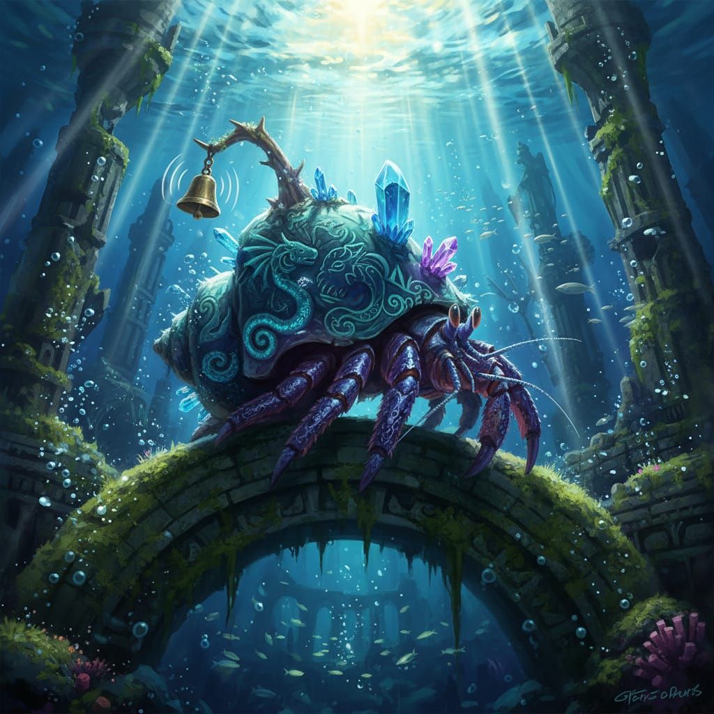 Bioluminescent Crystal Hermit Crab in Sunken City