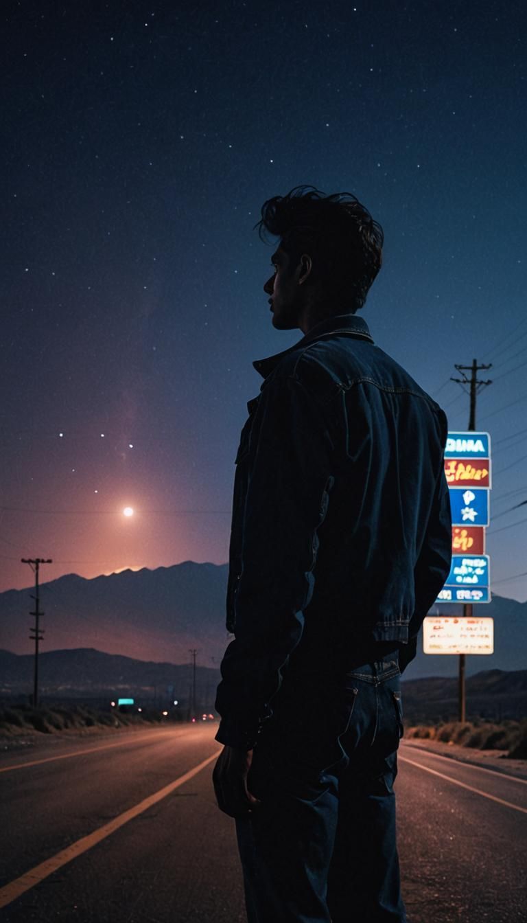 Eerie Highway Scene in David Lynch Style