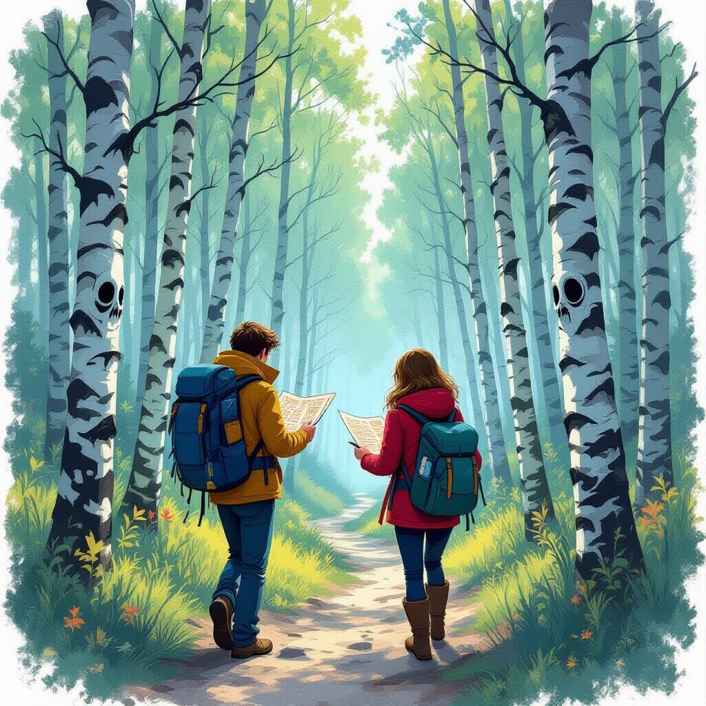 Mystical Whispering Forest Walk in Digital Art Style