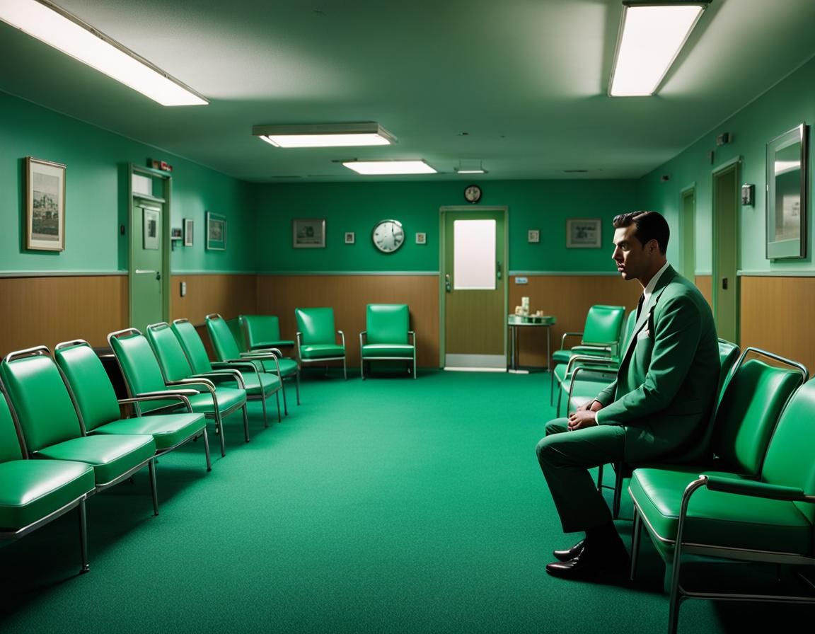 1950s Expecting Father in Hospital Waiting Room