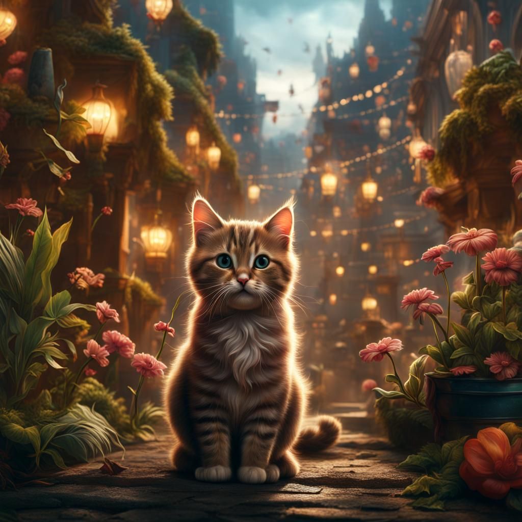 Epic Cat Cuteness Overload: Digital Matte Painting