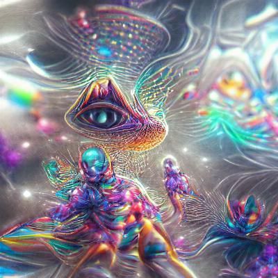 Holographic DMT Entities in Astral Cosmic Illustration