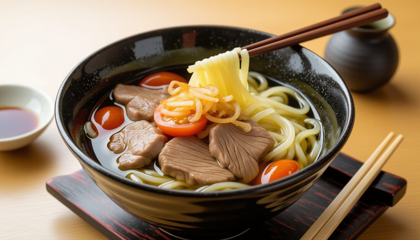 Japanese Noodle Soup in Kyoto Restaurant