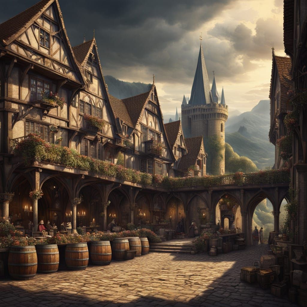 Epic Medieval Wine Scene in Stunning Digital Art