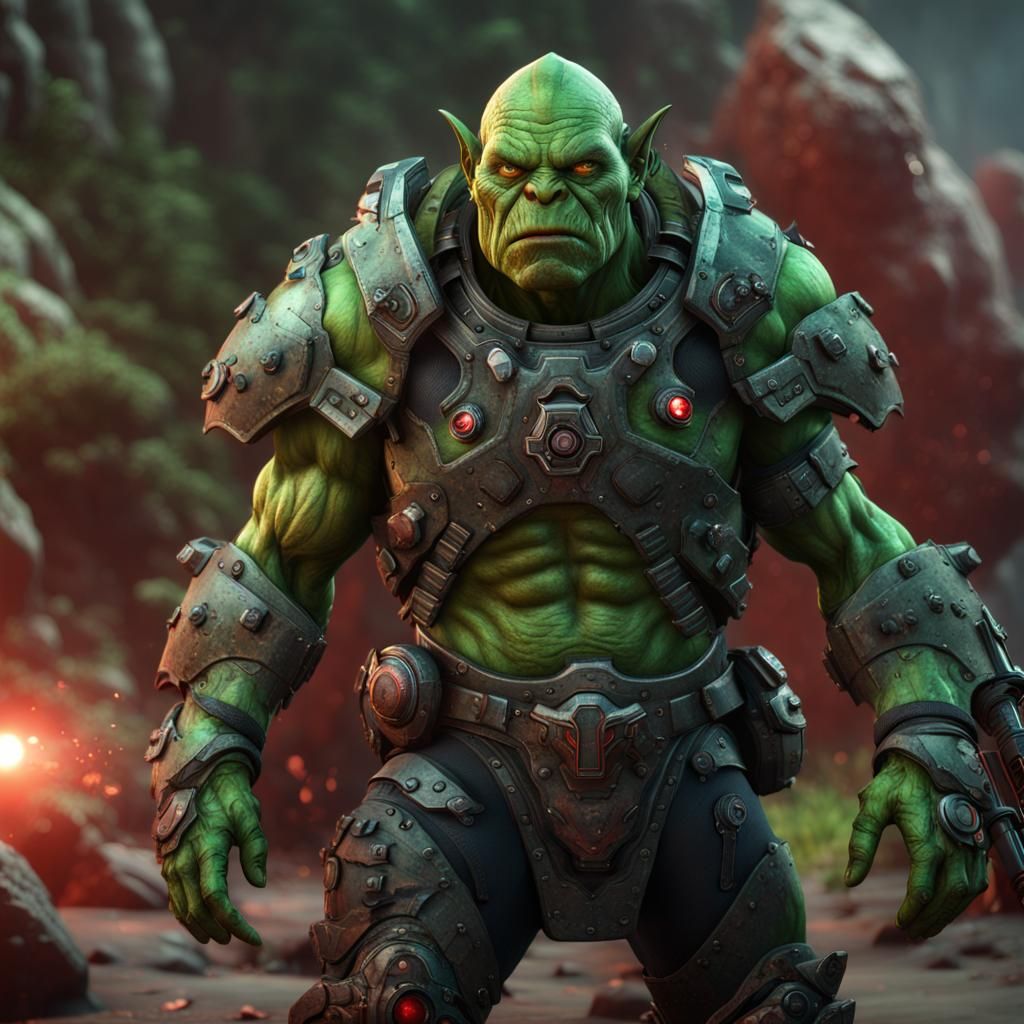 Sci-Fi Orc Warrior on Alien World