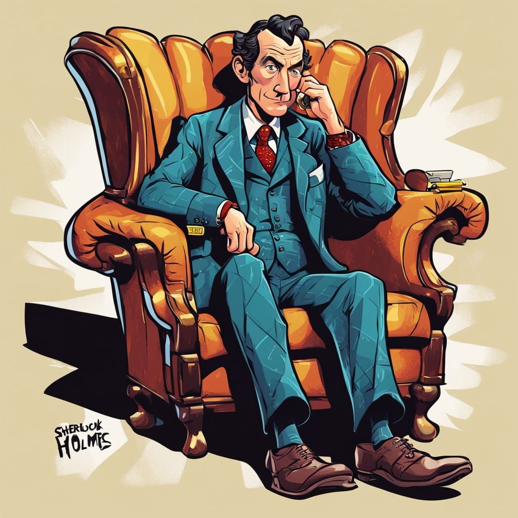 Sherlock Holmes Caricature in Comic Book Style