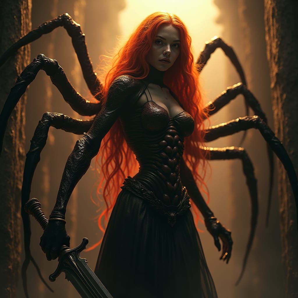 Eerie, Sword-Wielding Creature Emerges from Shadows in Dark ...