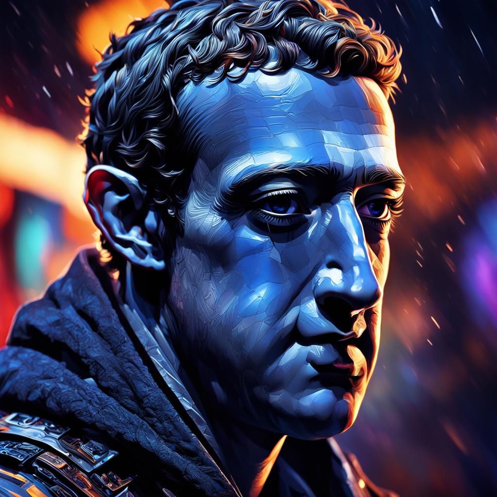 Dramatic Hyperrealistic Portrait with Colorful Background