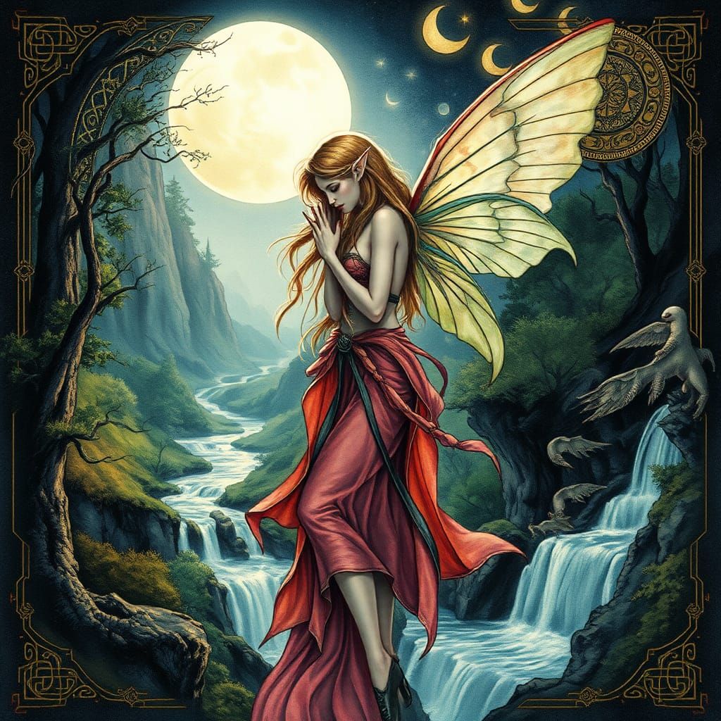 Ethereal Elf in Mystical Forest, Impasto Style