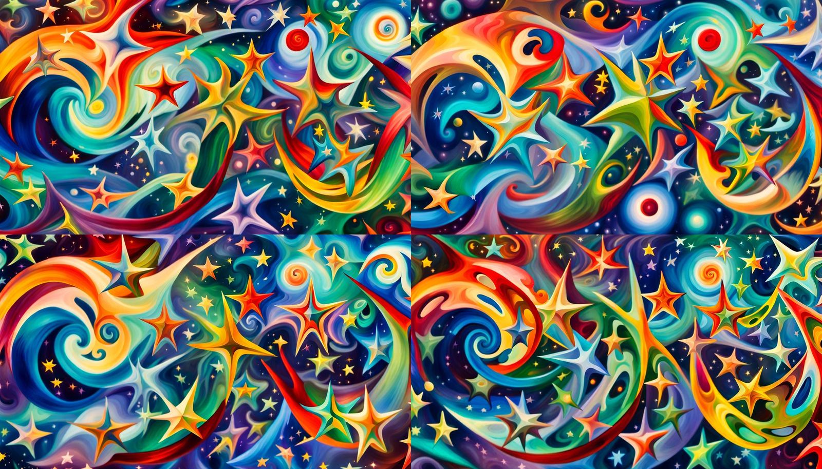 Iridescent Star Cluster Formation as Oil Painting