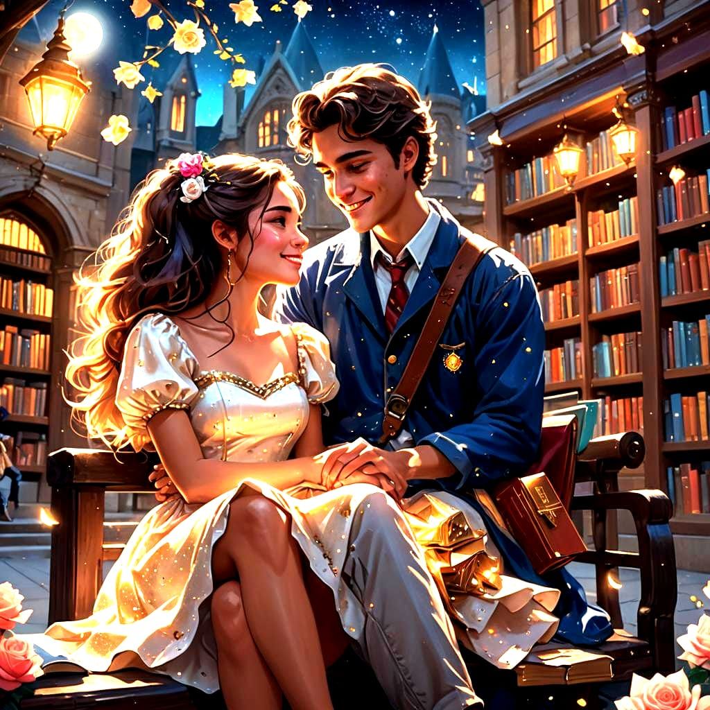 Romantic Couple Surrounded by Magical Lighting