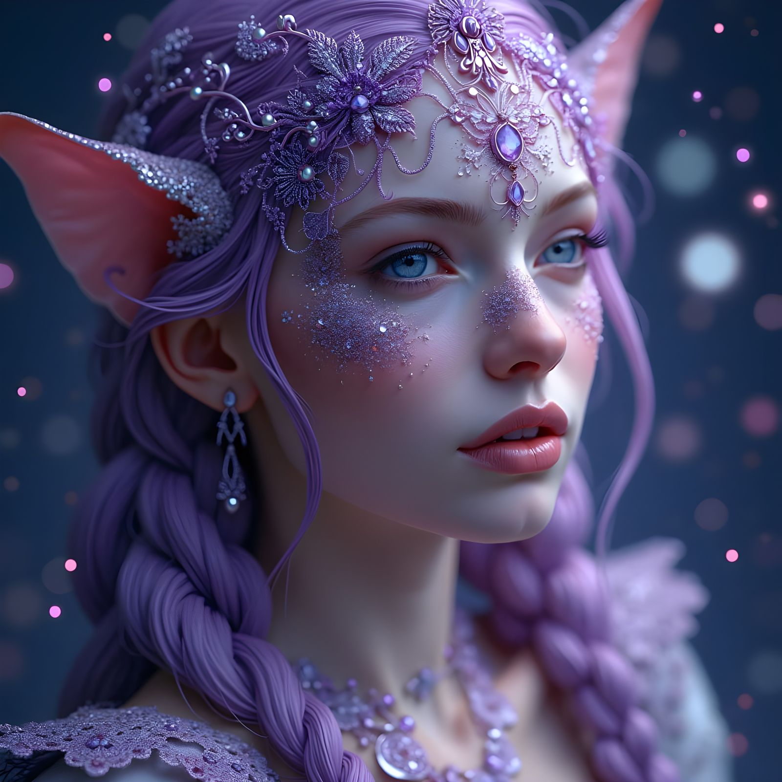 Norse Goddess in Violet Filigree Glory