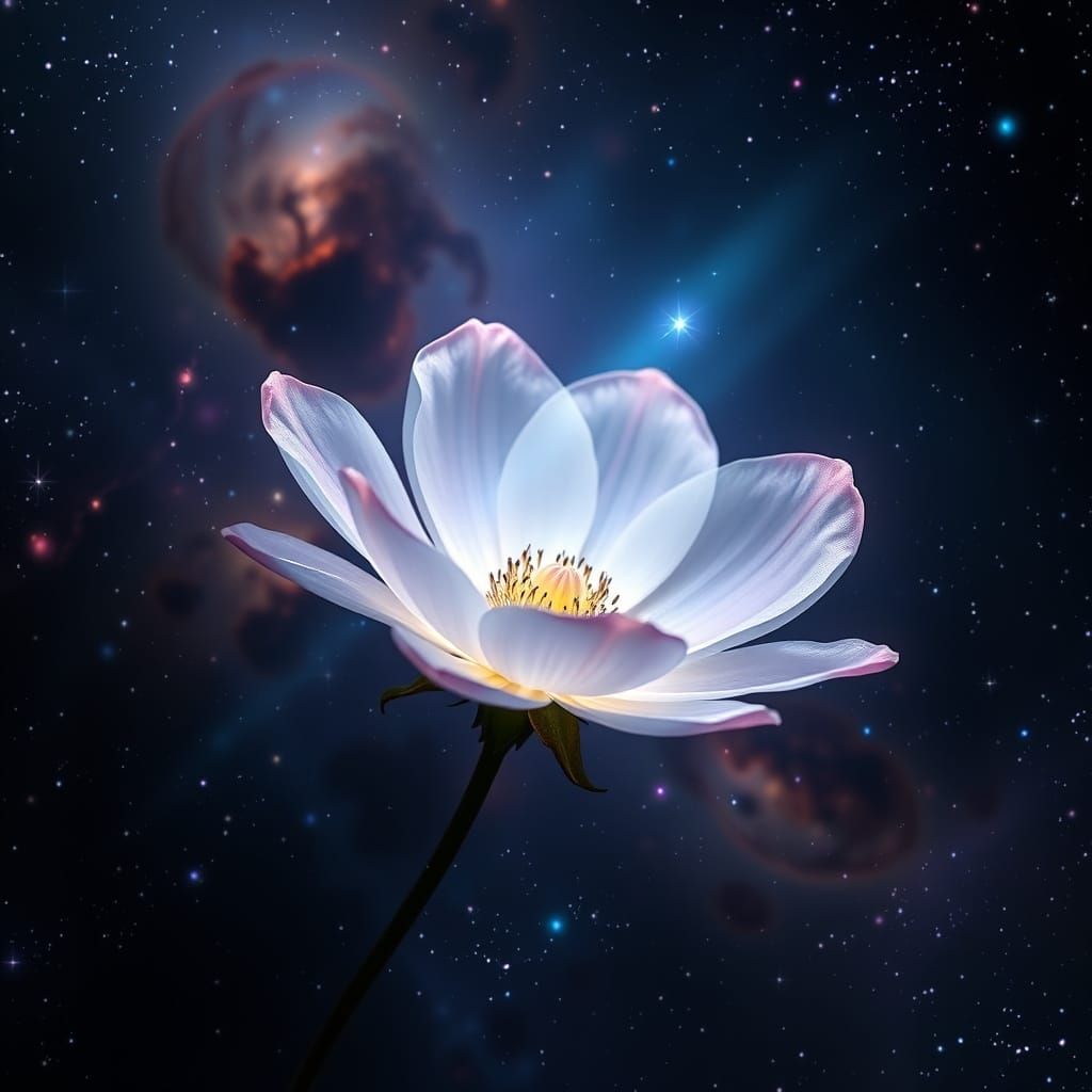 Luminous Cosmic Flower in Deep Space Photography