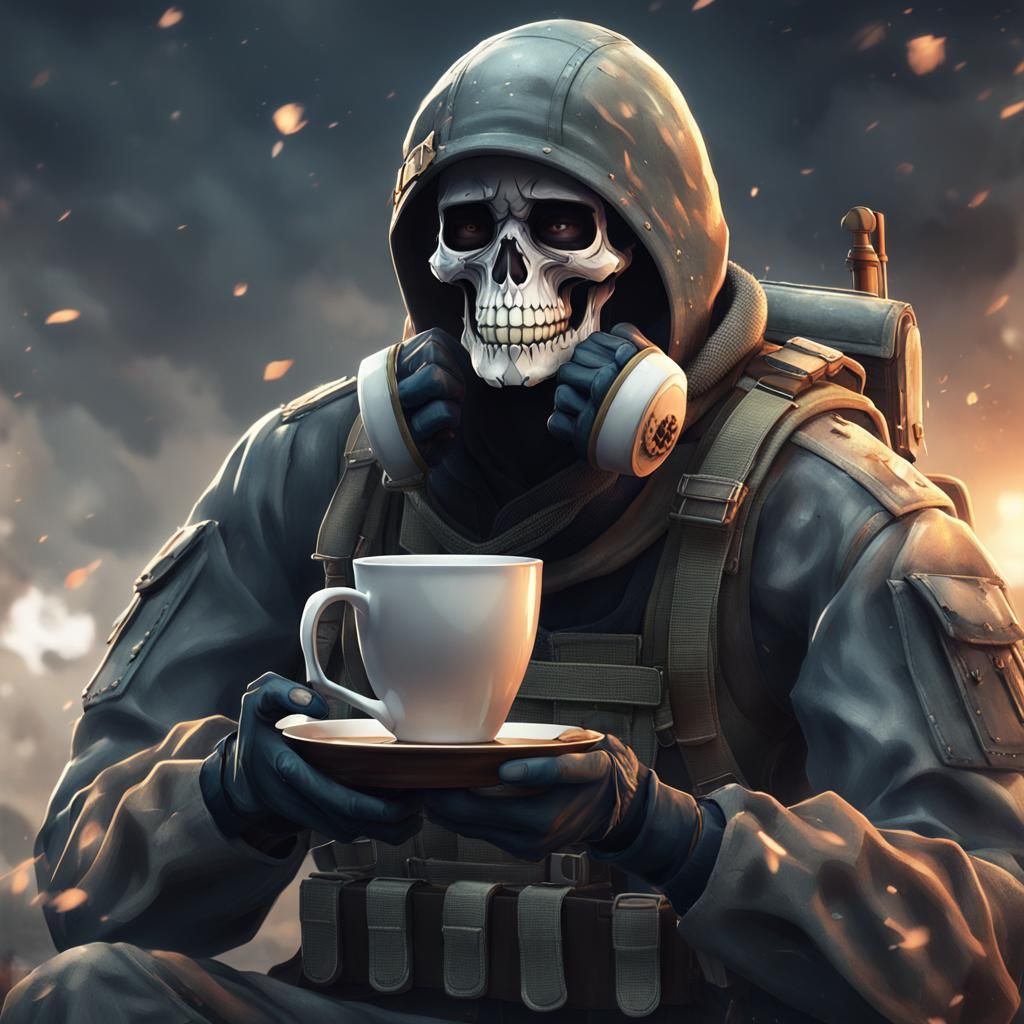 Modern Soldier with Skull Mask in 3D Anime Art