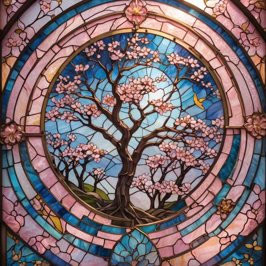 Stained Glass: Four Seasons in Japanese Zen Garden