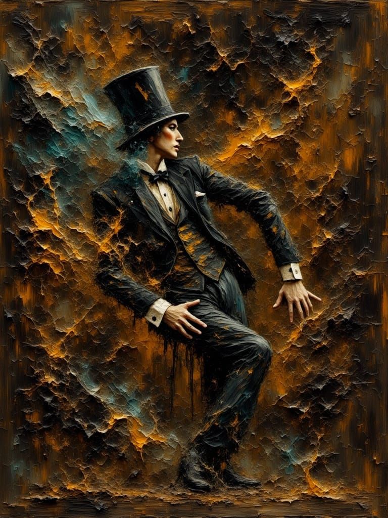 Paris Cabaret Singer in Swirling Smoke, 1952, Impasto Style