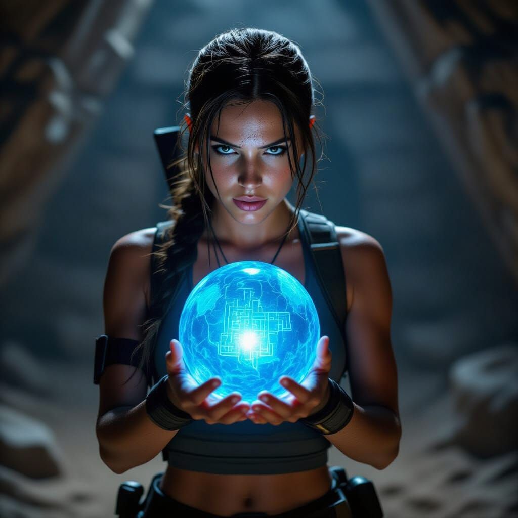 Lara Croft Uncovers Pyramid Map in Glowing Sphere