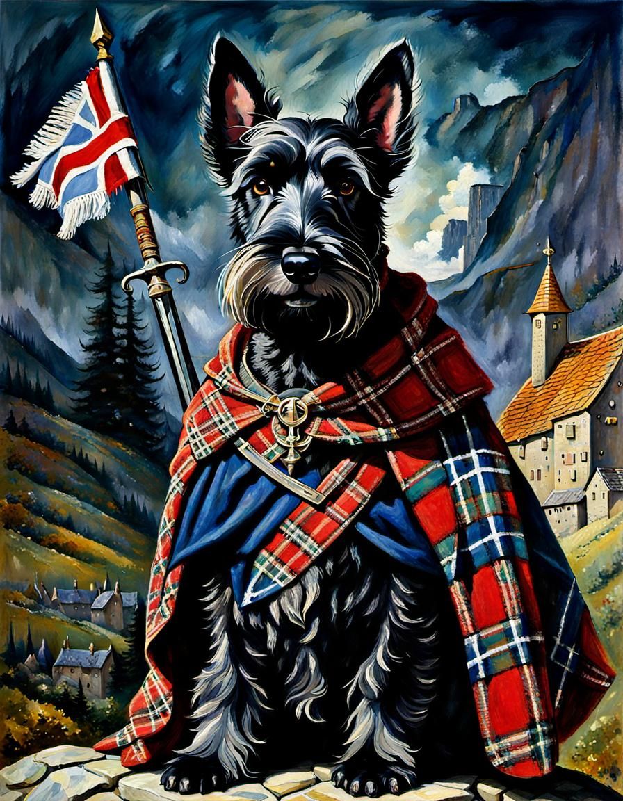 Scottish Terrier Raises Flag in Highland Village