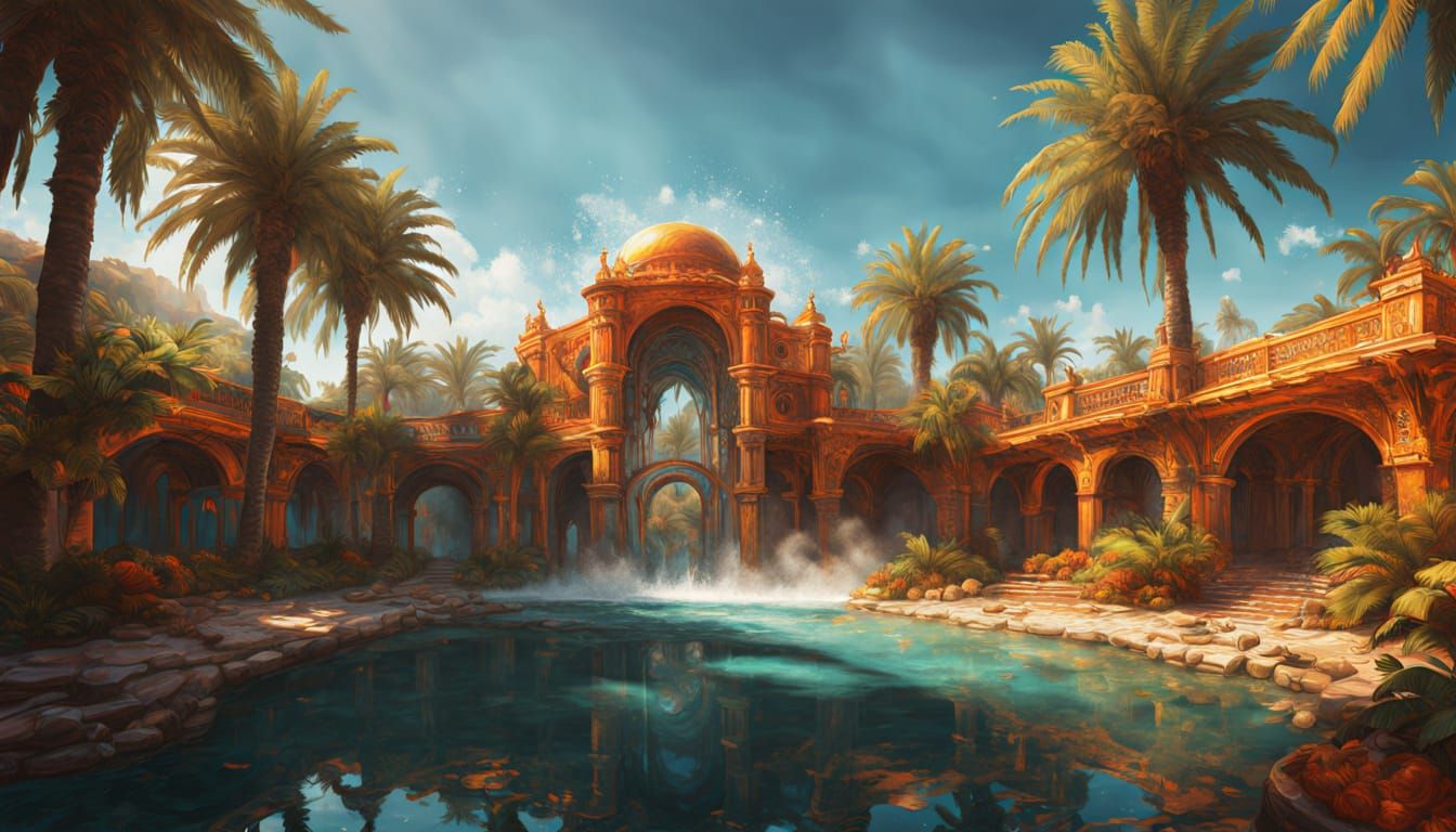 Oasis Travelers: Hyper-Realistic Digital Concept Art