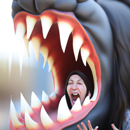 Terrifying Monster Mouth: A Screaming Woman's Face