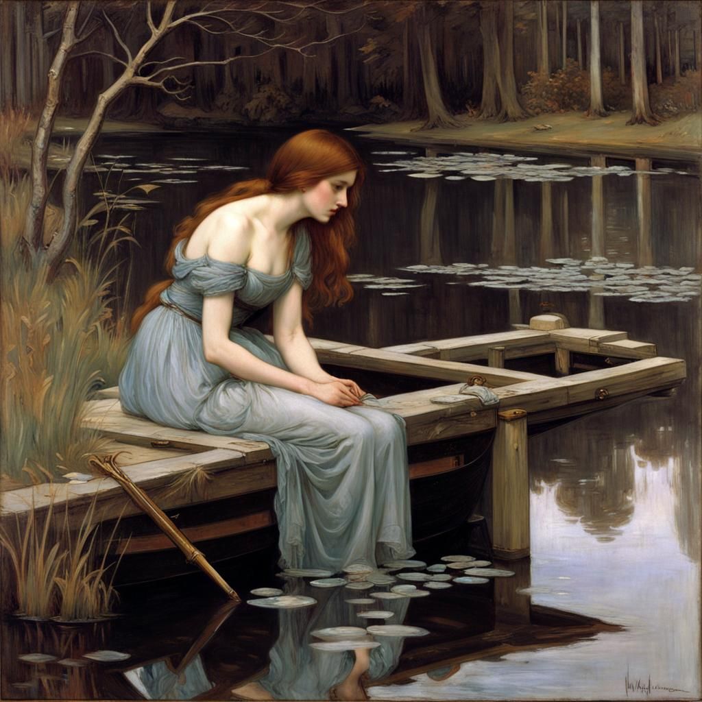Ghostly Reflection in Waterhouse Style