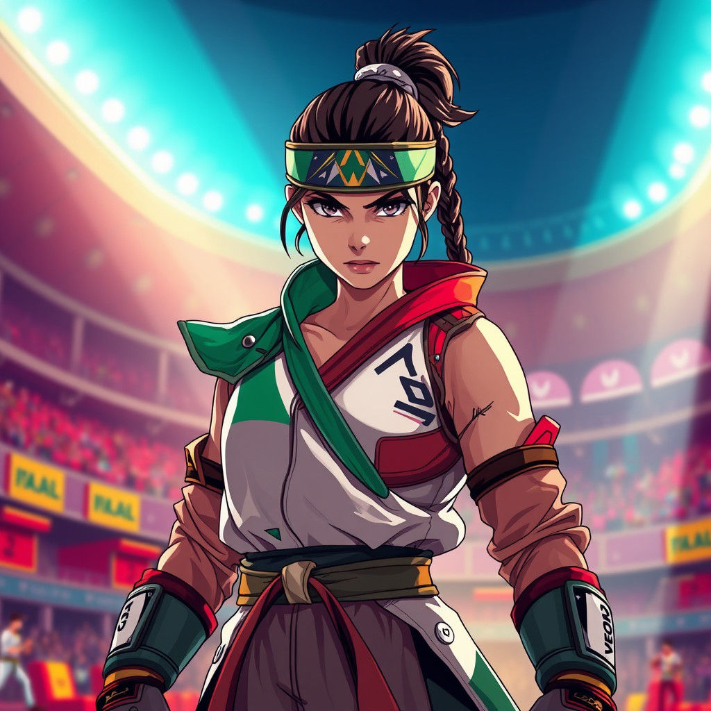 Italian Martial Artist in Tournament Arena, Manga Style