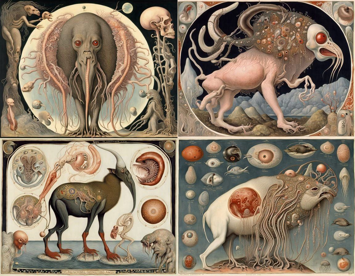 Surreal Hybrid Anatomy Art, Golden Age Illustration