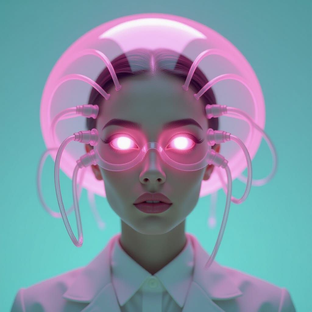 Surreal Sci-Fi Portrait with Jellyfish Mask