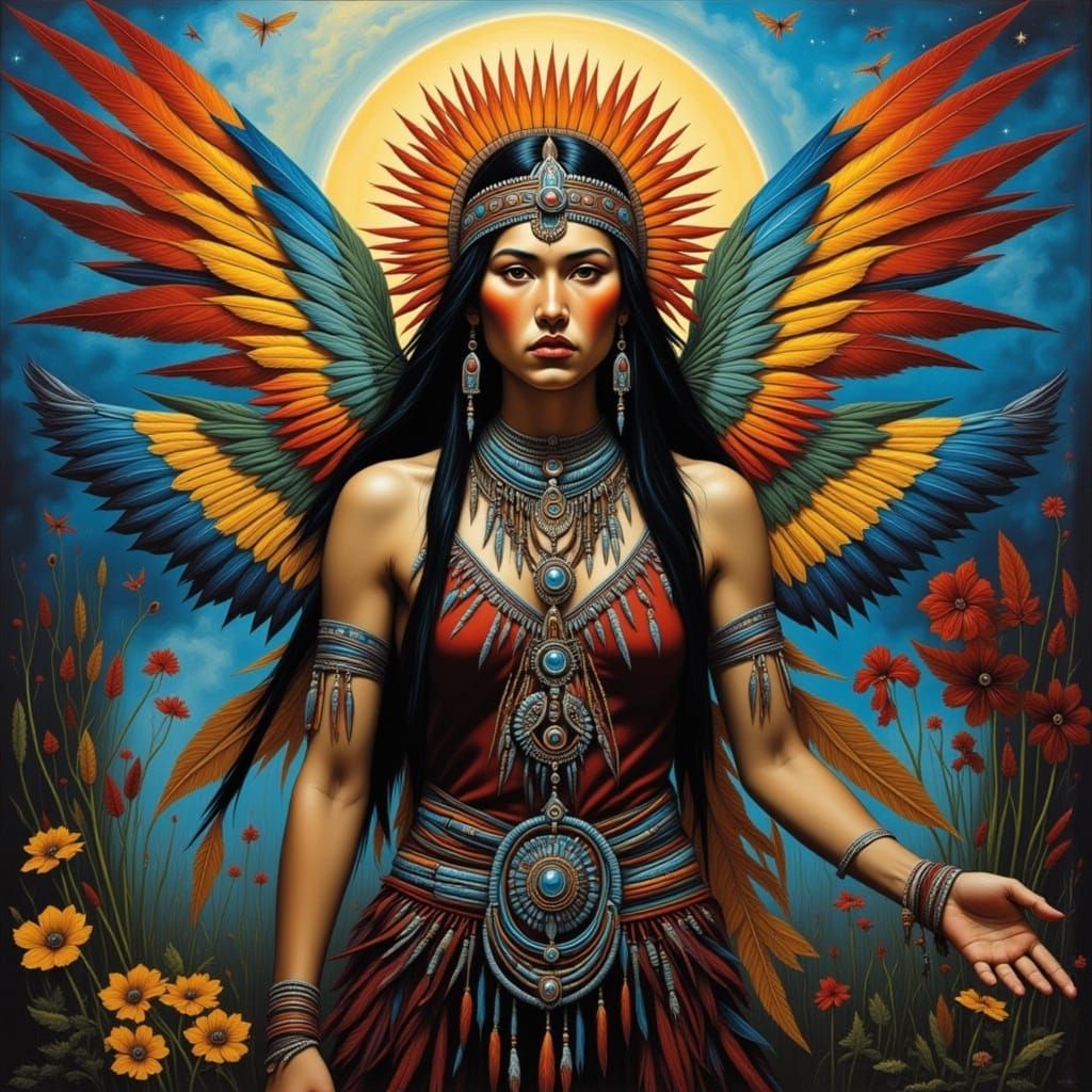 Native American Fairy in Abstract Thunder Style