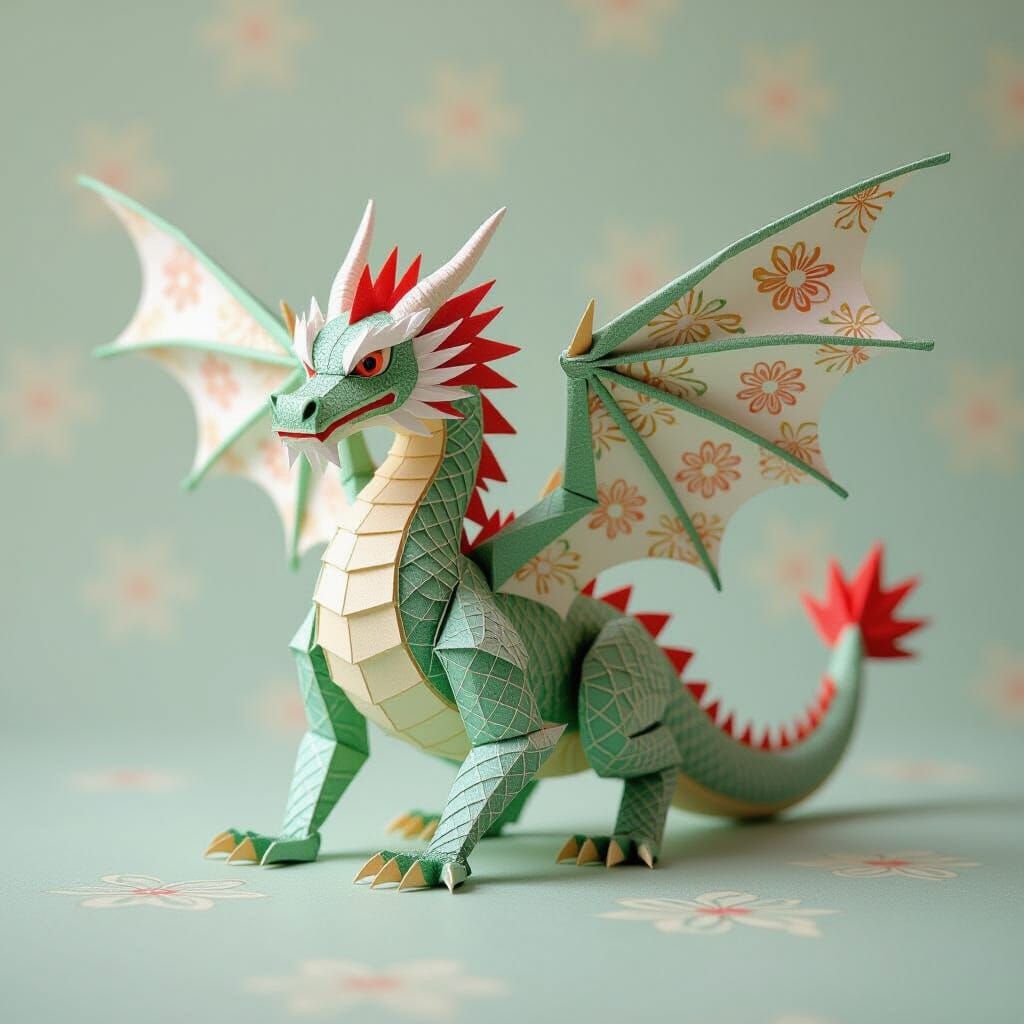 Vibrant Origami Dragon Inspired by Japanese Art