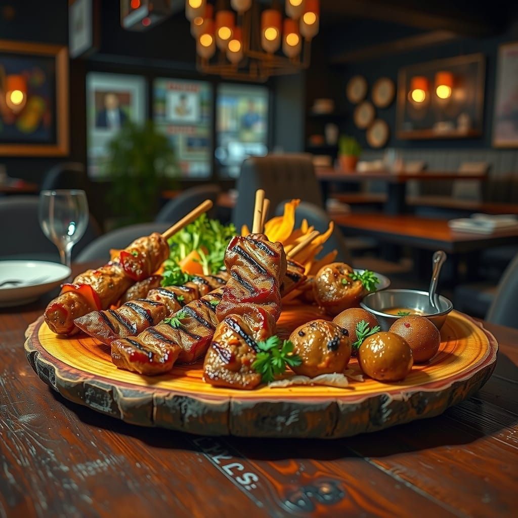 Arabic Grilled Meats Platter in Middle Eastern Restaurant